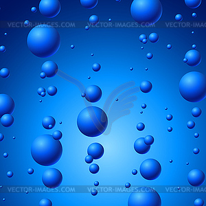 Bubbles in water on blue background - vector clip art