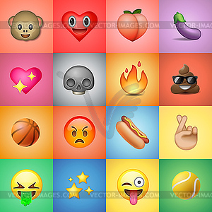 Set of emoticons, emoji, colorful background - royalty-free vector image