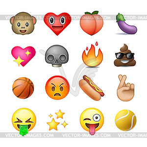 Set of emoticons, emoji, white background - vector clipart