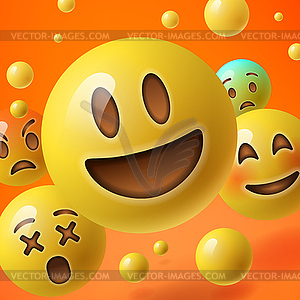 Background with group of smiley emoticons - vector clipart