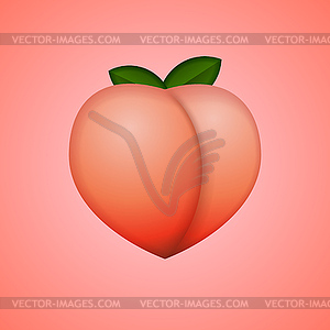 Heart-shaped peach, whole fruit - color vector clipart
