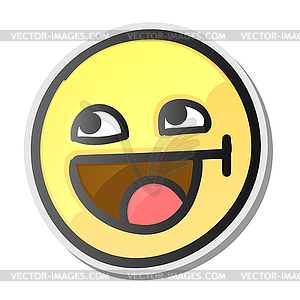 Cute emoji smiling face with open mouth and - vector clip art