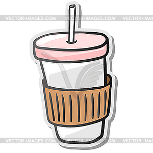 Paper coffee cup sticker - vector image