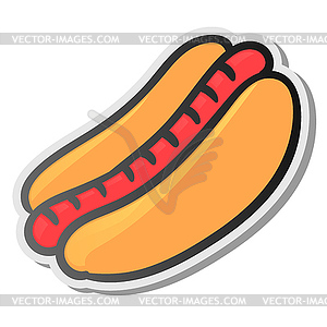 Hot dog sticker, emoji, icon - vector image