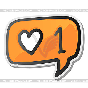 Стикер речи с сердечками, как счетчик - векторное изображение EPS
