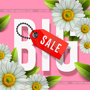 Big Sale lettering design background with daisy - vector EPS clipart