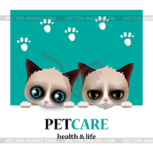 Pet care service, pet shop logo, health and life, - vector clip art