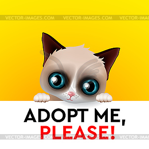 Adopt me, red heart, cute cartoon character, help - vector image