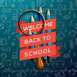 Colorful pencil crayons with text Back to school - vector clip art