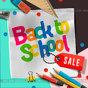 Back to school Sale banner design with lettering an - vector image