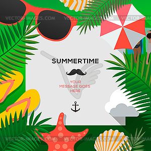 Summertime Holiday and Summer Camp poster,  - vector clipart