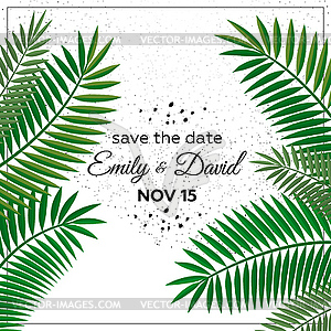 Wedding Invitation, modern card Design: green - vector image