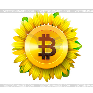Bitcoin flower concept of virtual money for - vector image