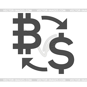 Digital currency money exchange icon, bitcoin, - vector clipart