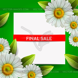 Summer Final Sale lettering and bouquet realistic - vector clip art