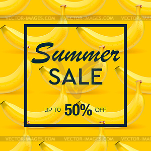 Summer Sale banner with background of ripe fruit, - royalty-free vector clipart