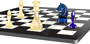 Шахматные фигуры на доске - изображение в векторном виде