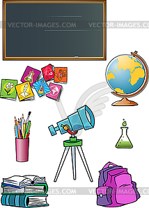 School attributes - color vector clipart