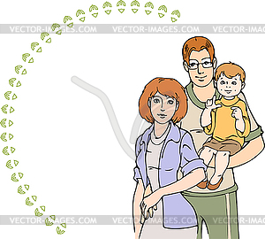 Молодая семья - векторная графика