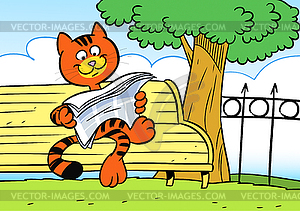 Cat on the bench - vector clipart