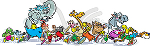 Who runs faster - color vector clipart