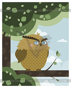 Owl in brach - vector clipart