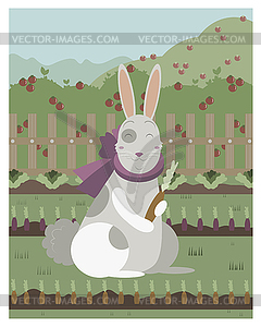 Rabbit with carrot - vector clip art