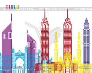 Dubai skyline pop - vector clip art