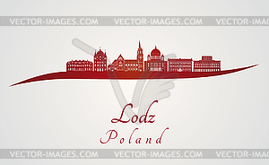 Lodz skyline in red - vector clipart