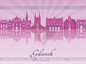 Gdansk skyline in purple radiant  - vector clipart