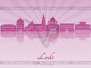Lodz skyline in purple radiant  - vector image