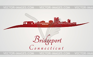 Bridgeport CT skyline in red - royalty-free vector clipart