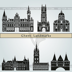 Ghent Landmarks - vector image