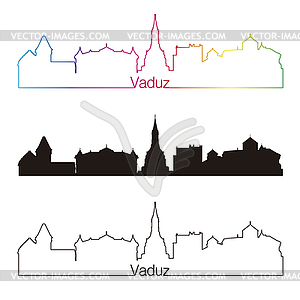 Vaduz skyline linear style with rainbow - royalty-free vector image