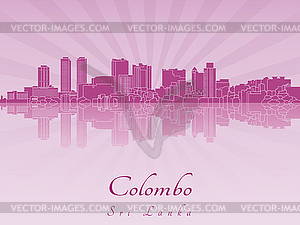 Colombo skyline in purple radiant  - vector clip art