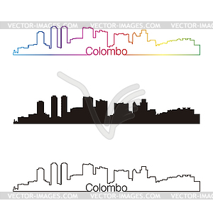 Colombo skyline linear style with rainbow - vector clip art