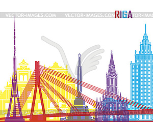 Riga skyline pop - vector image