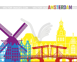 Amsterdam skyline pop - vector image