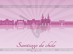 Santiago de chile 2 skyline in purple radiant  - vector clipart