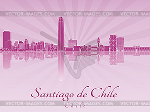 Santiago de chile skyline in purple radiant  - color vector clipart