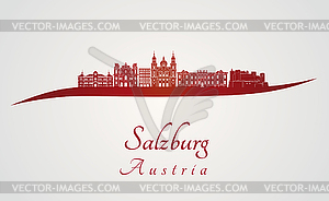 Salzburg skyline in red - vector clipart