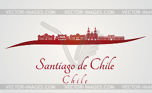 Santiago de Chile 2 skyline in red - vector image