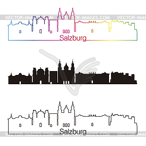 Salzburg skyline linear style with rainbow - vector clipart