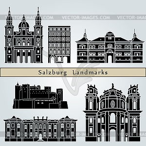 Salzburg Landmarks - vector image