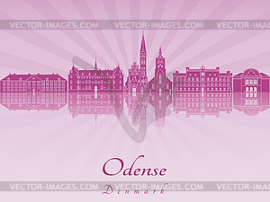 Odense skyline in purple radiant  - vector clipart