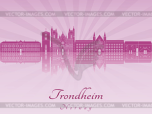 Trondheim skyline in purple radiant orhid - vector image