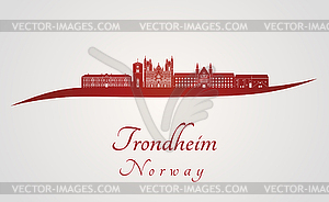 Trondheim skyline in red - vector EPS clipart