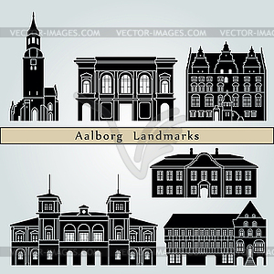 Aalborg Landmarks - vector image