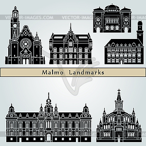 Malmo Landmarks - vector image