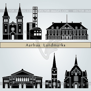 Aarhus Landmarks - vector image